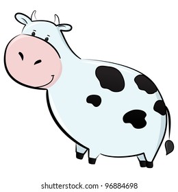 cute cow standing, cartoon