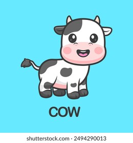 Cute Cow Standing Cartoon Vector Icon Illustration. Animal Nature Icon Concept Isolated Premium Vector. Flat Cartoon Style