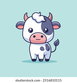 Cute Cow Standing Cartoon Vector Icon Illustration. Animal Nature Icon Concept Isolated Premium Vector. Flat Cartoon Style