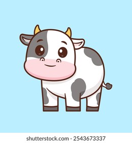 Cute Cow Standing Cartoon Vector Icon Illustration. Animal Nature Icon Concept Isolated Premium Vector. Flat Cartoon Style