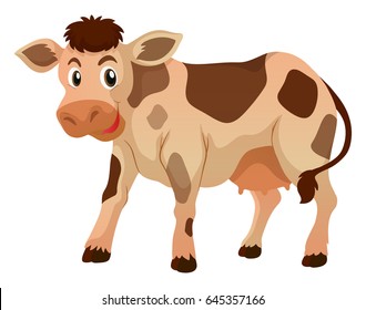 Vaca corta de pie sobre ilustración de fondo blanco