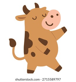 Linda vaca de pie pose ganado animal granja de color plano Ilustración vectorial diseño de Plantilla