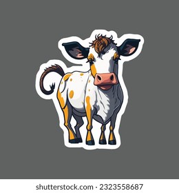 Cute cow sticker vector art