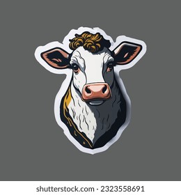 Cute cow sticker vector art