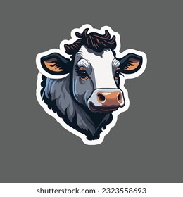 Cute cow sticker vector art