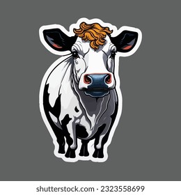 Cute cow sticker vector art