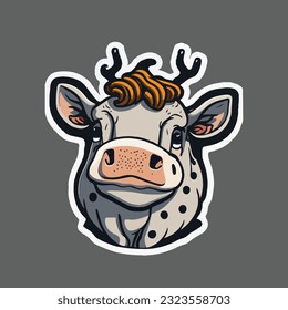Cute cow sticker vector art