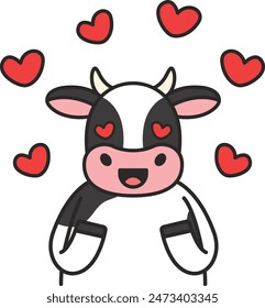 Cute cow sticker vector illustration