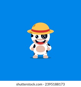 Cute cow straw hat cartoon