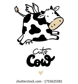 Cute cow, symbol new year 2021