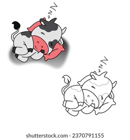 Cute cow take a nap coloring book