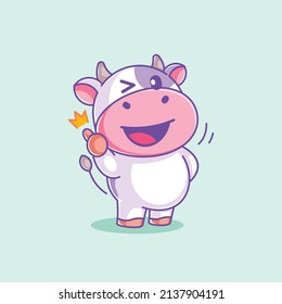 Cute cow with thumb up