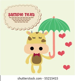 Cute cow with umbrella 1