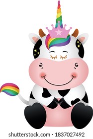 Cute cow with unicorn horn