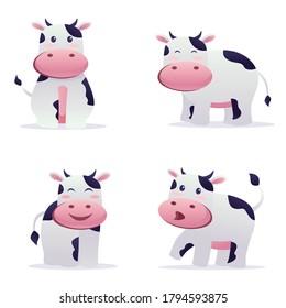 Vector Flat Character Cow Farm Animal Stock Vector (Royalty Free ...