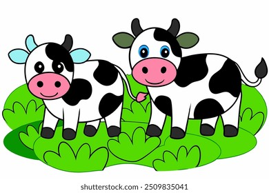 A cute cow vector art in white background illustration. 