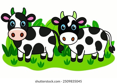 Un Arte vectorial de vaca lindo en ilustración de fondo blanco. 