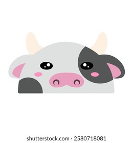 cute cow vector, drawing cartoon cow face, drawing cow face easy and simple full color