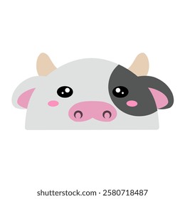 cute cow vector, drawing cartoon cow face, drawing cow face easy and simple full color