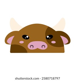 cute cow vector, drawing cartoon cow face, drawing cow face easy and simple full color. Cute bulls vector