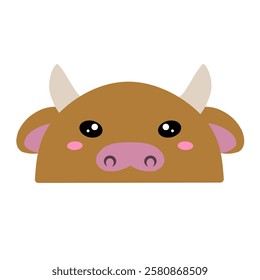 cute cow vector, drawing cartoon cow face, drawing cow face easy and simple full color. Cute bulls vector