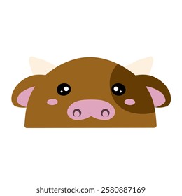 cute cow vector, drawing cartoon cow face, drawing cow face easy and simple full color. Cute bulls vector