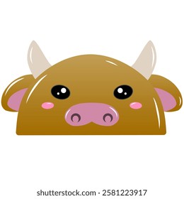 cute cow vector, drawing cartoon cow face, drawing cow face easy and simple full color. Brown cow cartoon vector