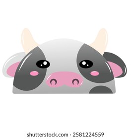 cute cow vector, drawing cartoon cow face, drawing cow face easy and simple full color.