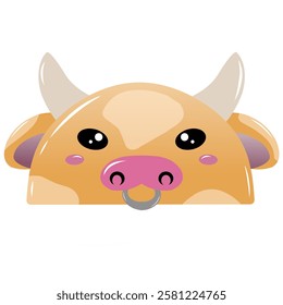 cute cow vector, drawing cartoon cow face, drawing cow face easy and simple full color. Cute brown cow cartoon vector