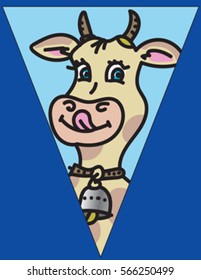 Cute cow vector drawing for children, such as flag