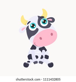 Cute cow vector illustration.