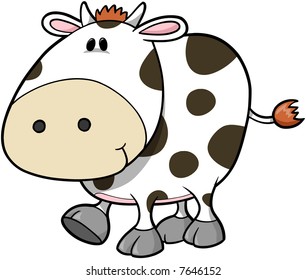 Cute Cow Vector Illustration