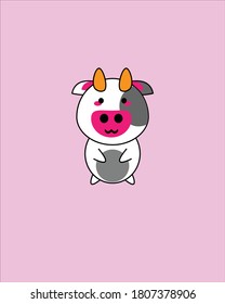 Cute cow vector illustration design in white