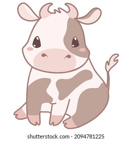 Cute cow vector illustration. Farm animals clipart. Funny animal character
