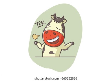 Cute Cow. Vector illustration. Isolated on white background.