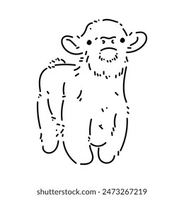 Cute cow vector line art illustration isolated on white background. Minimalist illustration for t-shirts, jackets, hoodies, stickers, etc.