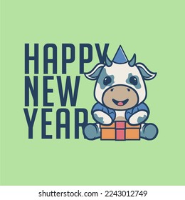 CUTE COW VECTOR NEW YEAR