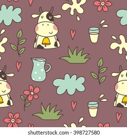 Cute cow vector print