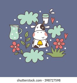 Cute cow vector print