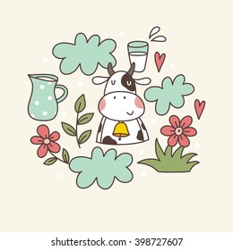 Cute cow vector print