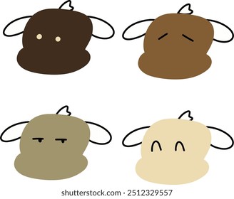 Cute Cow Vector | Various Expressions | Minimalist Design | 4 Vectors