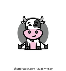 Cute Cow Vectorlogo Simple Design Black Stock Vector (Royalty Free ...