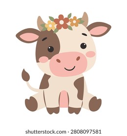 Cute Cow Wearing Flower