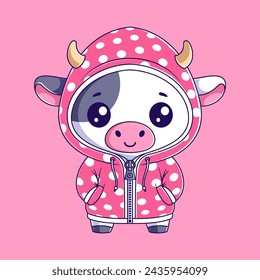 Niedliche Kuh mit rosa Jacke