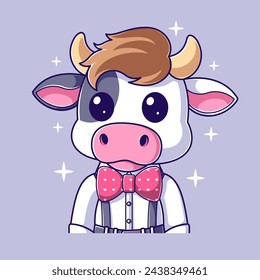 Vaca linda usando una corbata rosa