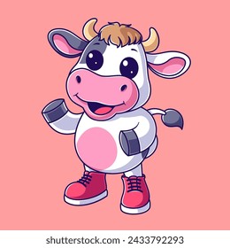 Cute cow wearing red shoes