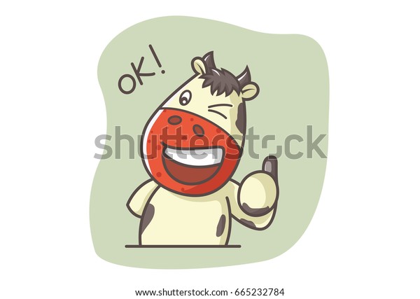 Download Cute Cow Winking Saying Ok Thumbs Stock Vector (Royalty ...