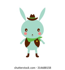 cute cowboy bunny cartoon