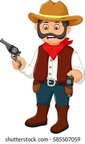 cute cowboy cartoon holding a gun