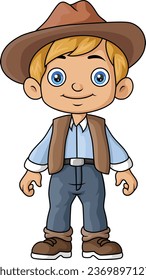 Cute cowboy cartoon on white background